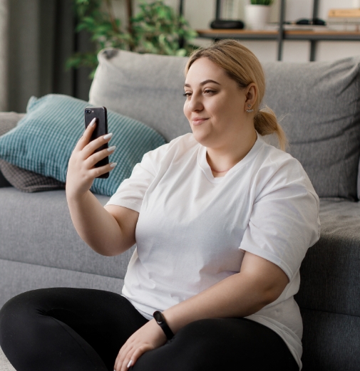 Woman looking at a phone